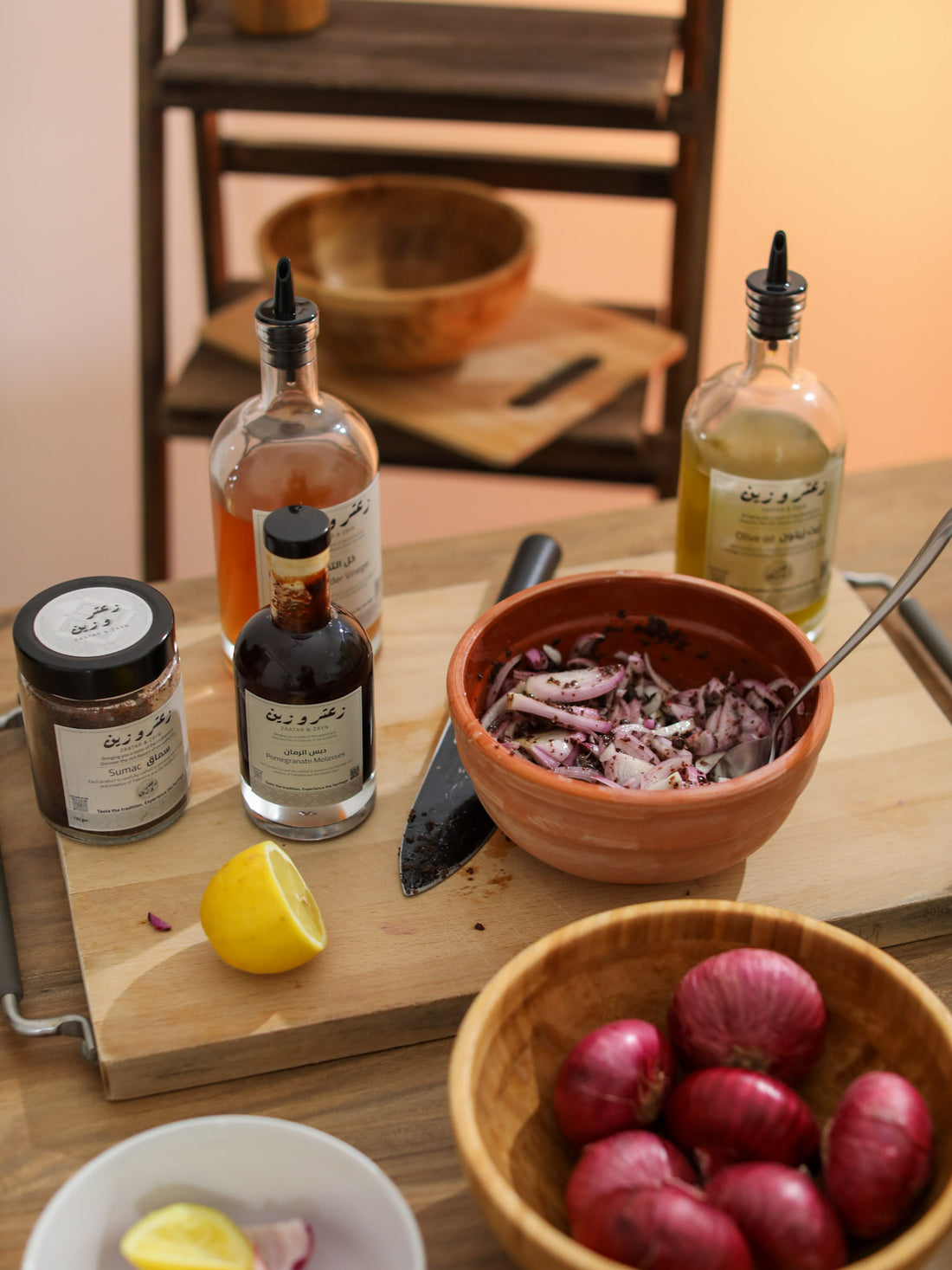 The Salad Ritual set: olive oil, sumac, pomegranate molasses and apple cider vinegar — Zaatar & Zayn