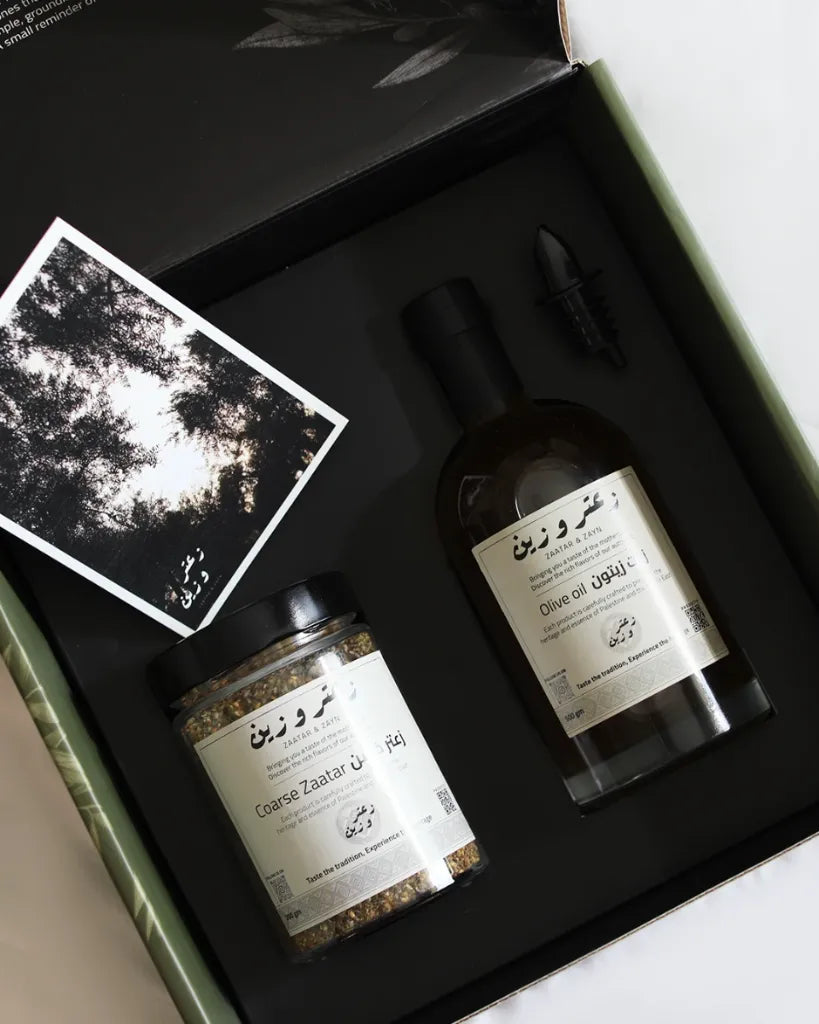 Essentials Core set: Palestinian olive oil and coarse zaatar with pourer — Zaatar & Zayn